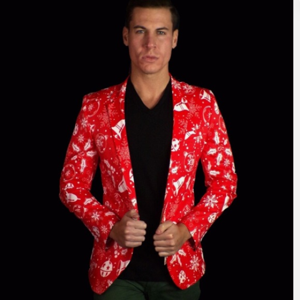 Couture Suslo men’s holiday party print ONE button two vent sport coat blazer